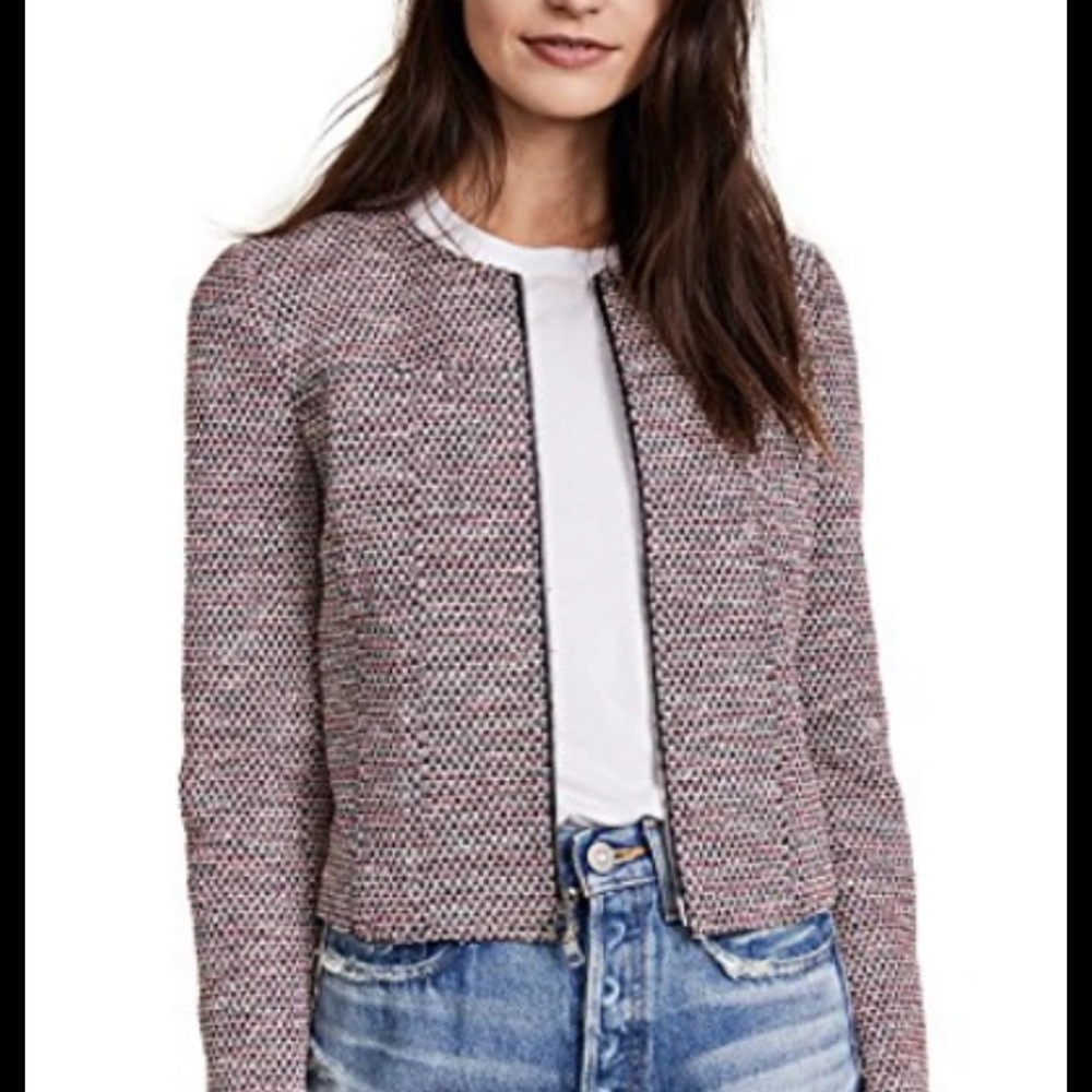 Theory-Ualana Z Beacon Tweed Zip-front Cropped Jacket 8